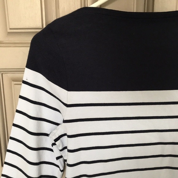 Merona T Shirt SzXS Blue/White Stripe Contrast Yoke 3/4 Sleeves NWT - Picture 2 of 8